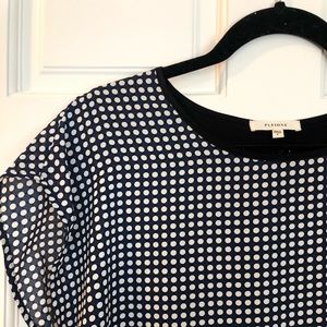 Pelione Polka Dot Blouse (navy, white, & black)